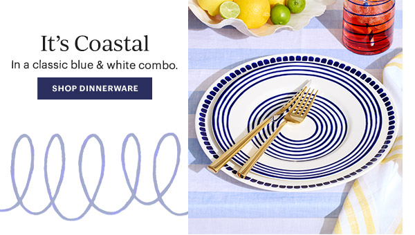 It's Coastal  In a classic blue & white combo.  [SHOP DINNERWARE]