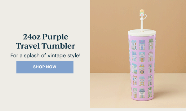 24oz Purple Travel Tumbler  For a splash of vintage style!  [SHOP NOW]
