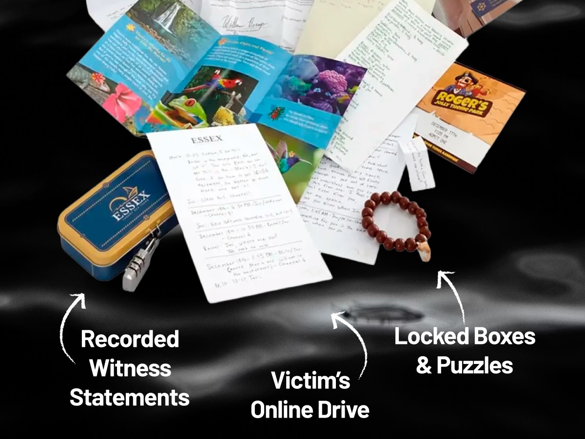 Recorded Witness Statements / Victim’s Online Drive / Locked Boxes & Puzzles