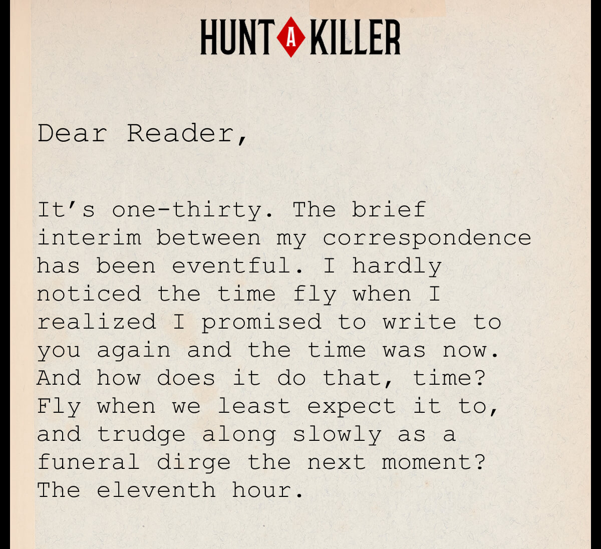 Hunt A Killer | Dear Reader,