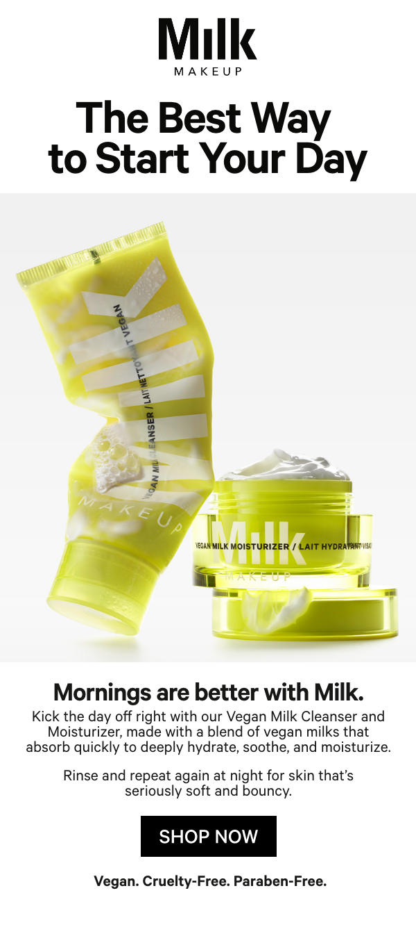 FREE Mini Vegan Milk Moisturizer and Vegan Milk Cleanser with any $75+ order.