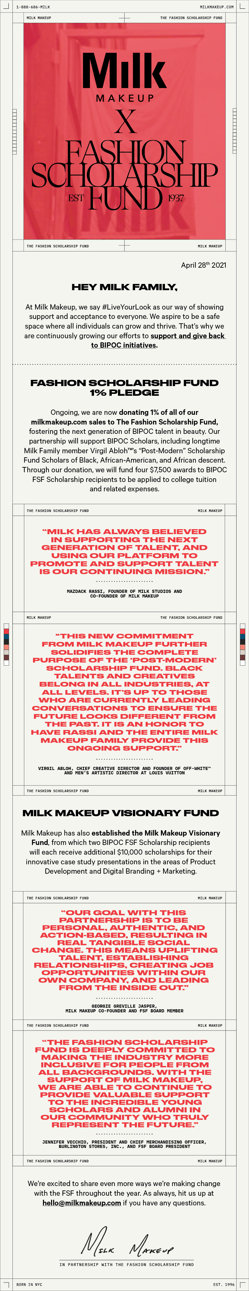 Milk Makeup x Fashion Scholarship Fund