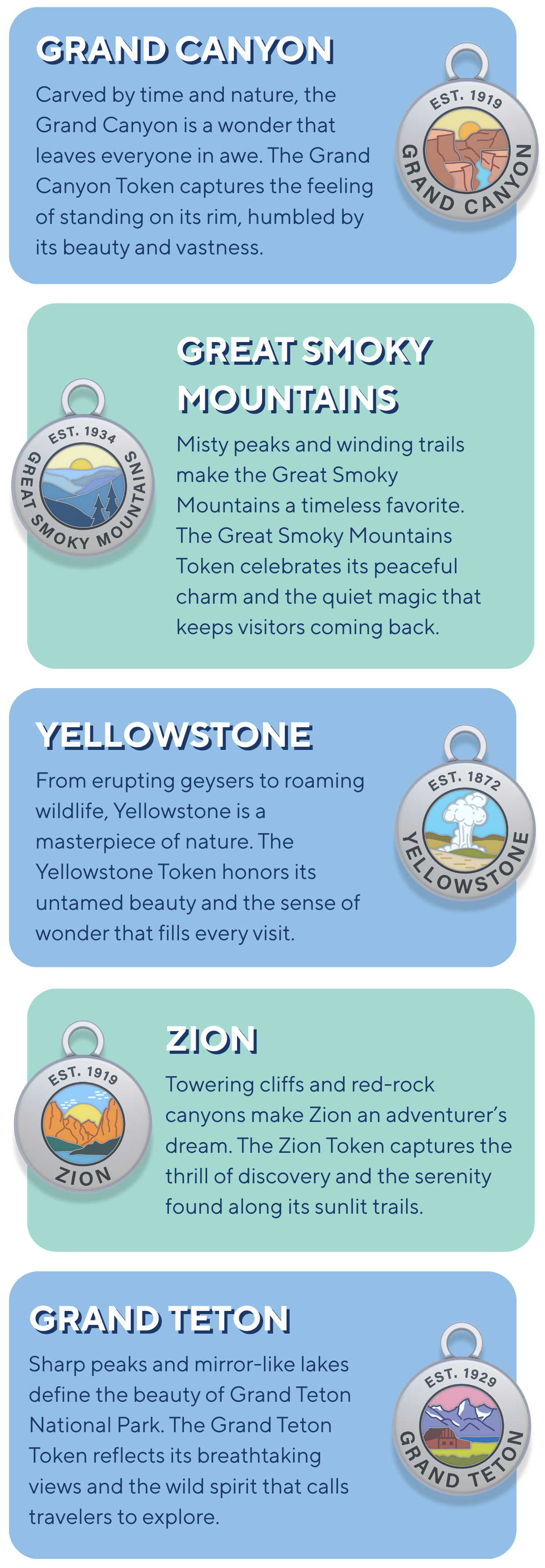 Best-Selling National Park Tokens
