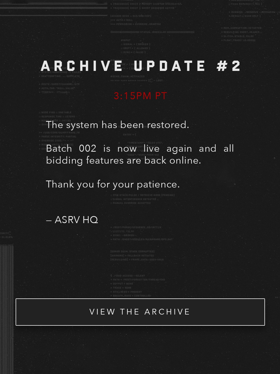 The Archive – Back Online