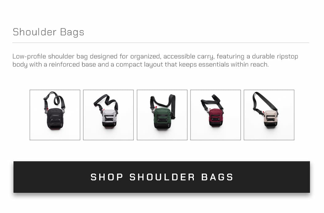 Low-profile shoulder bag designed for organized, accessible carry, featuring a durable ripstop body with a reinforced base and a compact layout that keeps essentials within reach.