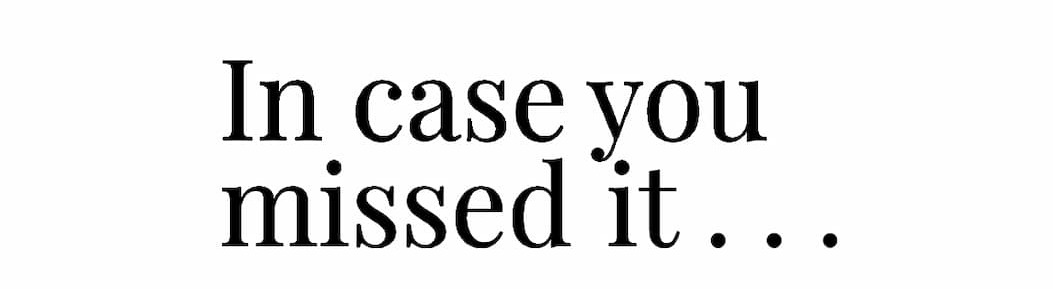 In case you missed it...