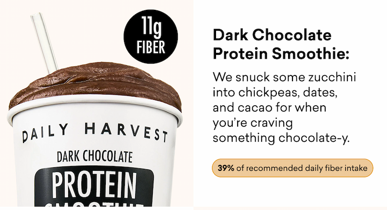 Dark Chocolate Protein Smoothie: We snuck some zucchini into chickpeas, dates, and cacao for when you’re craving something chocolate-y.
