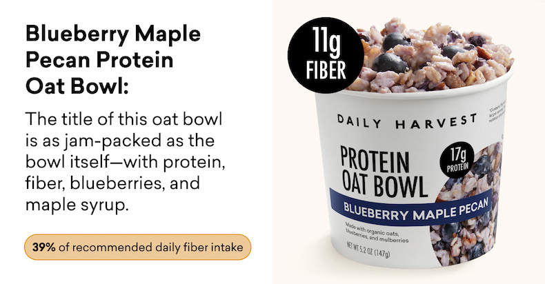 Blueberry Maple Pecan Protein Oat Bowl: The title of this oat bowl is as jam-packed as the bowl itself—with protein, fiber, blueberries, and maple syrup.