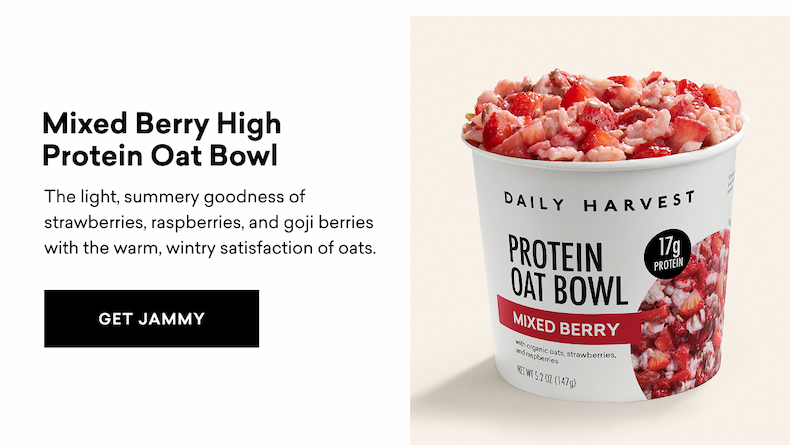 Mixed Berry High Protein Oat Bowl The light, summery goodness of strawberries, raspberries, and goji berries with the warm, wintry satisfaction of oats. GET JAMMY