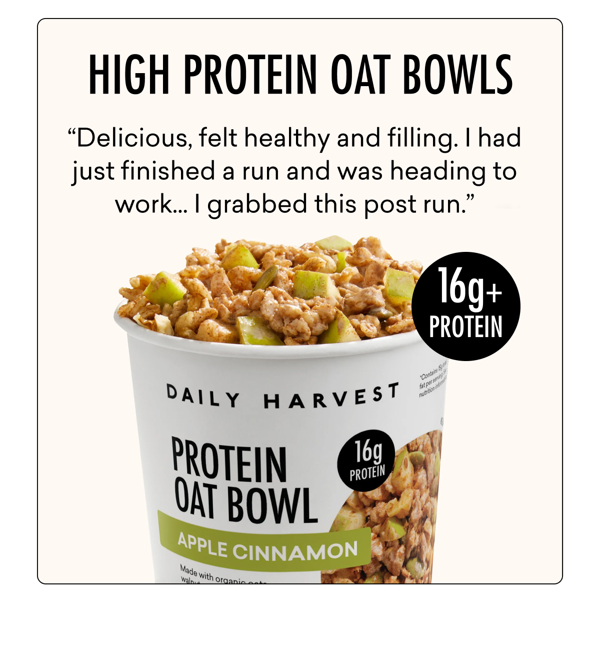 High Protein Oat Bowls | "Delicious, felt healthy and filling. I had just finished a run and was heading to work... I grabbed this post run."