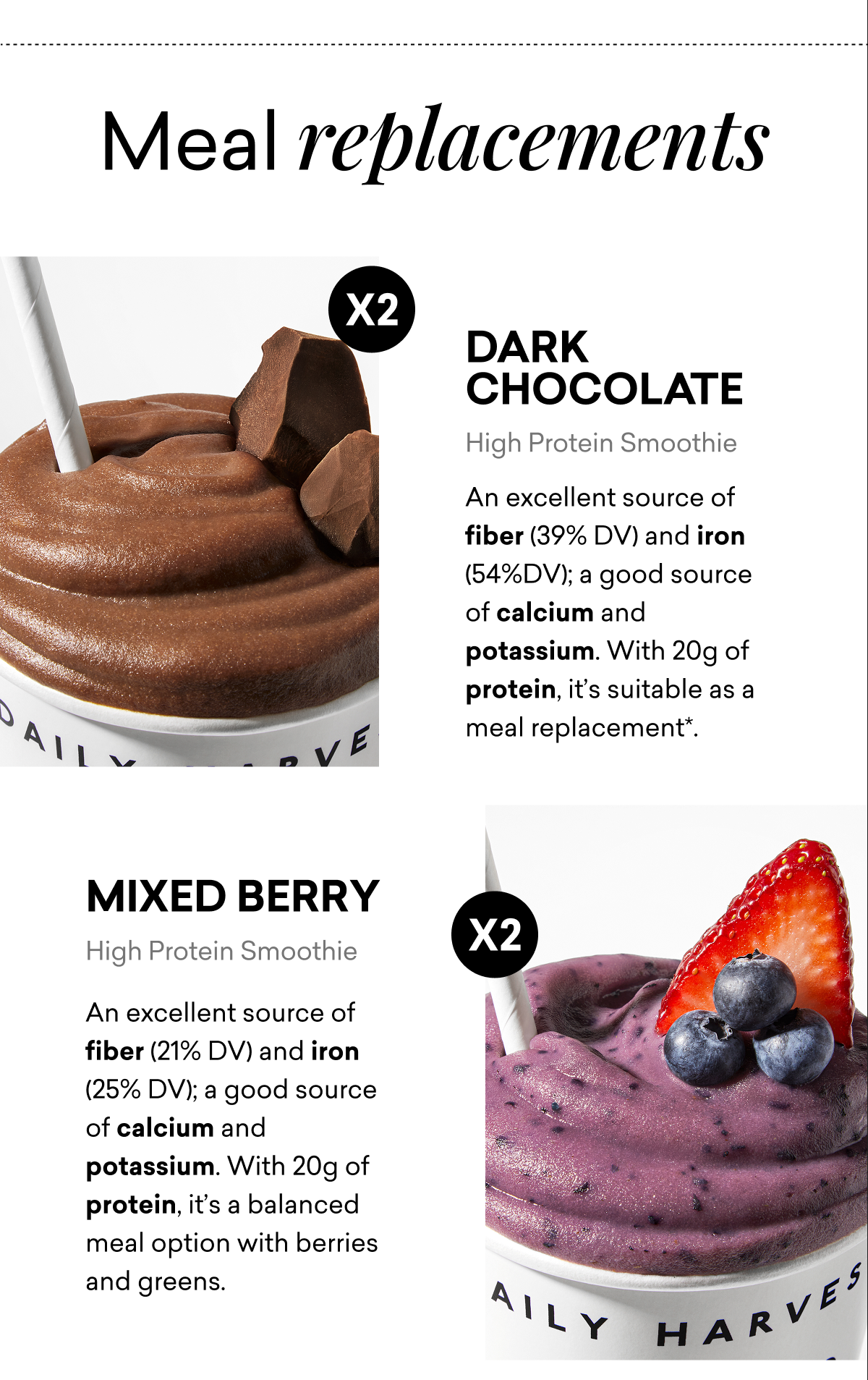 Meal replacements | Dark Chocolate | Mixed Berry