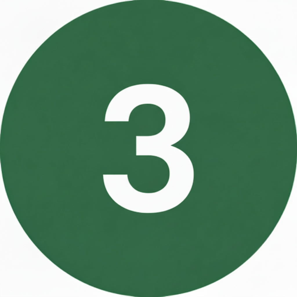 an image of a green circle with a white number three in it