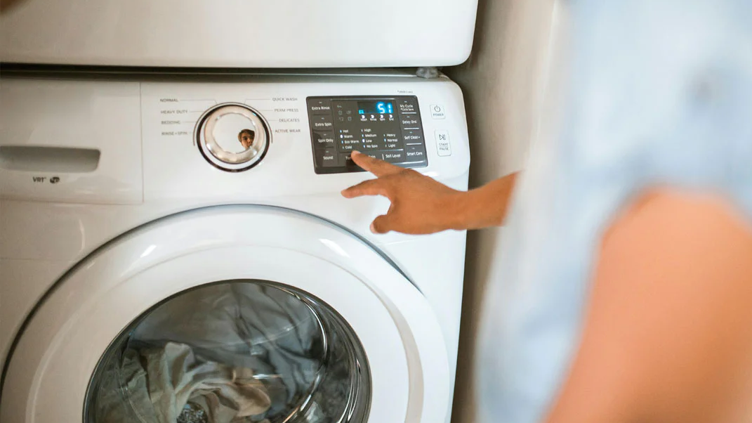 Someone pressing start on the washing machine — just try it