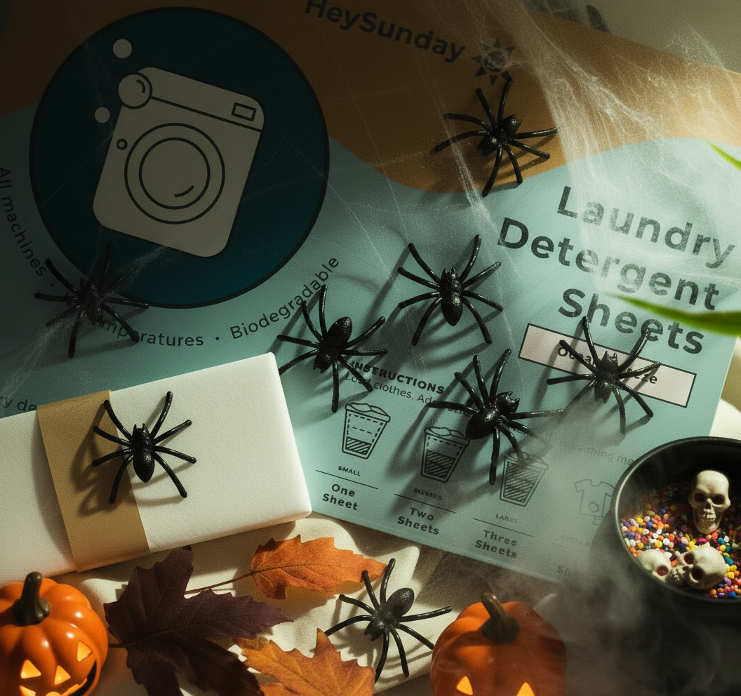 an image of a table with a bunch of halloween decorations