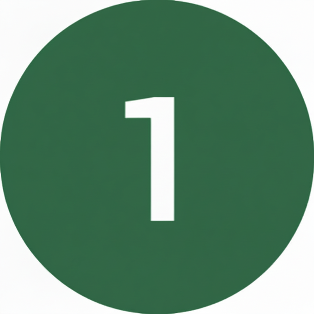 an image of a green circle with a white number one in the middle