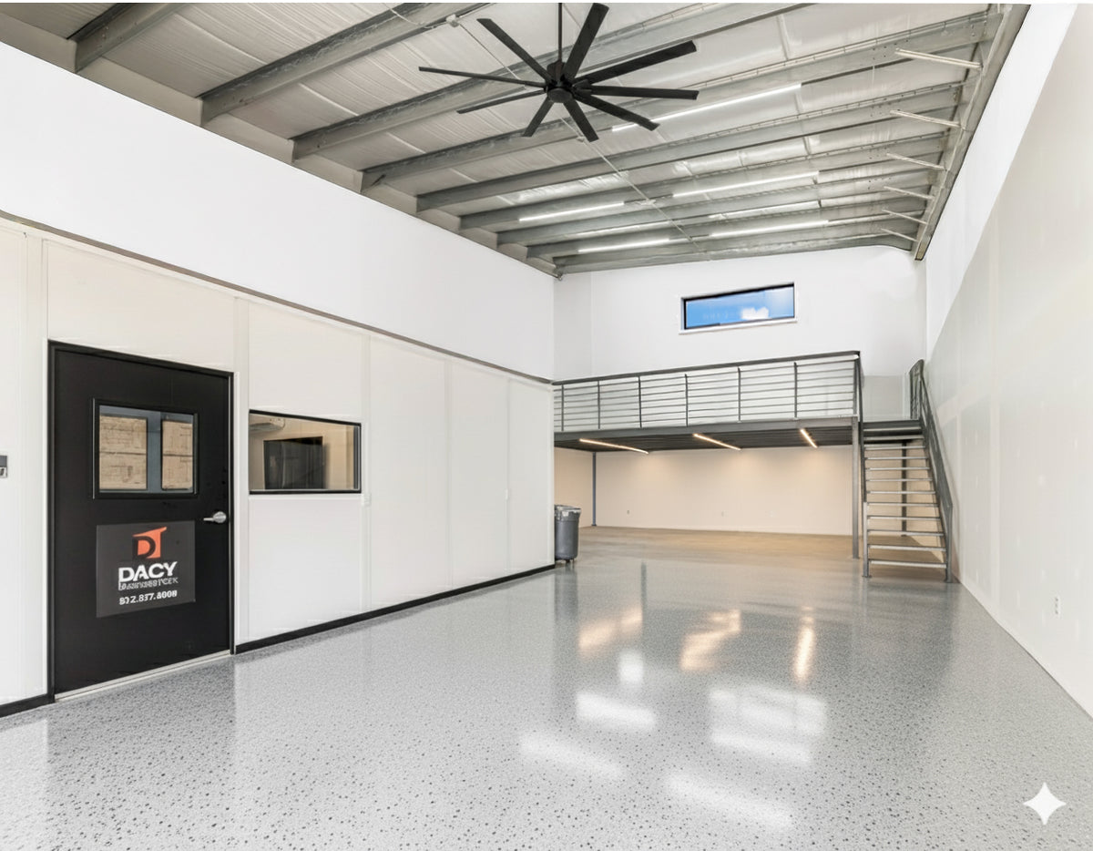 Dacy Business Park suite interior with mezzanine — Kyle, TX