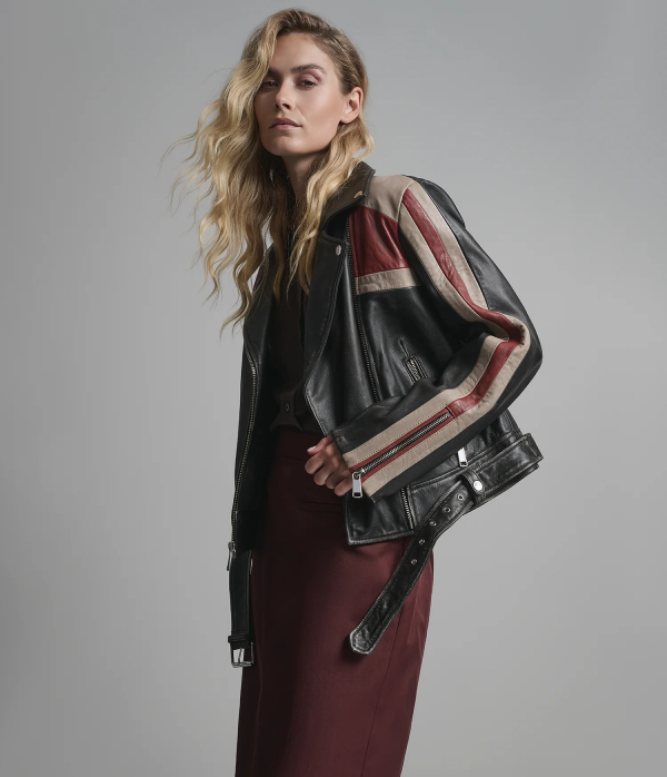 Kya Vintage Striped Moto Jacket