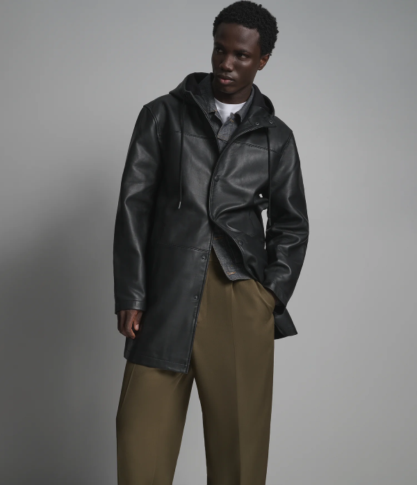 Ari Leather Hooded Anorak Jacket