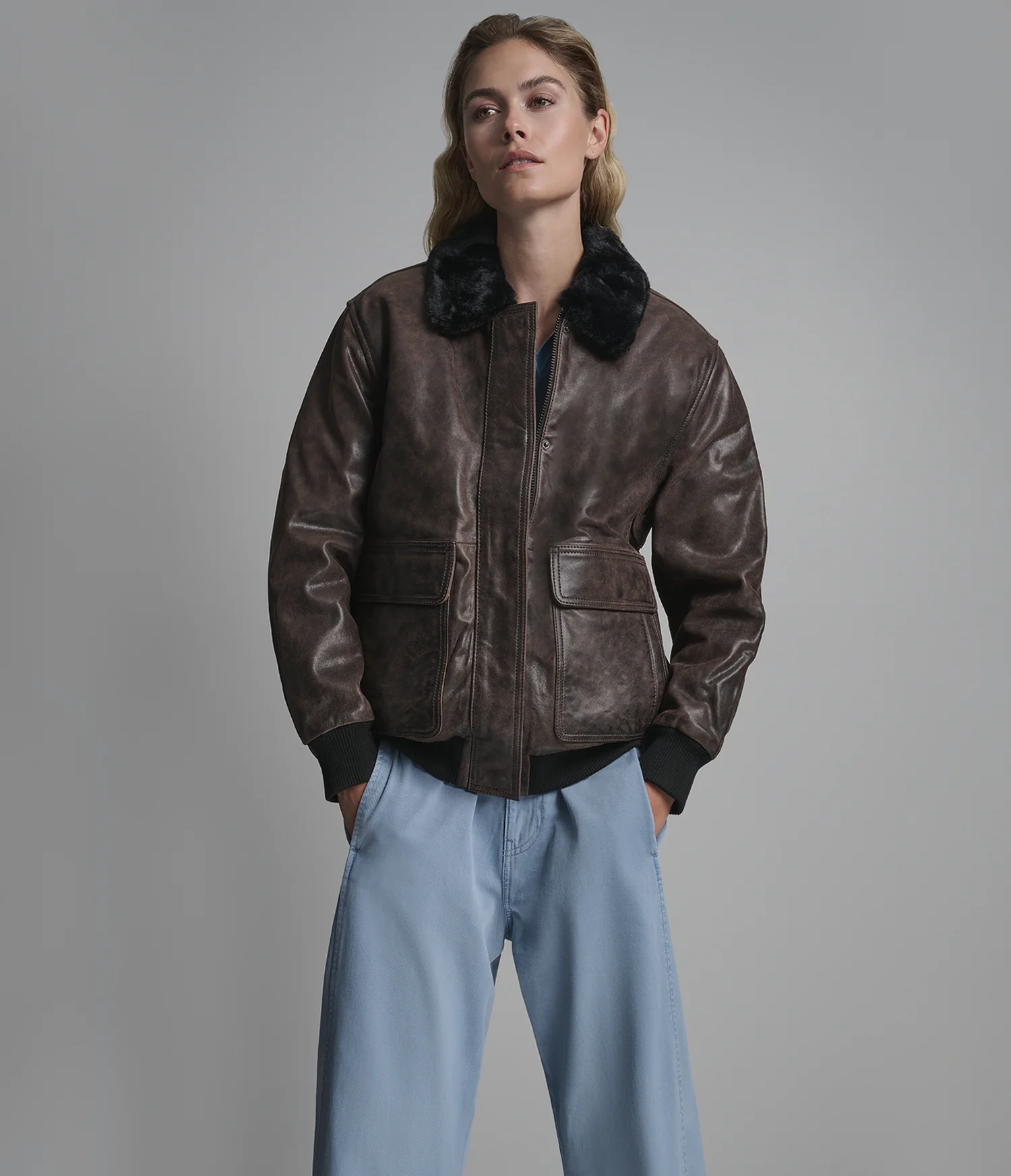 Everleigh Faux Fur Lined Bomber Jacket