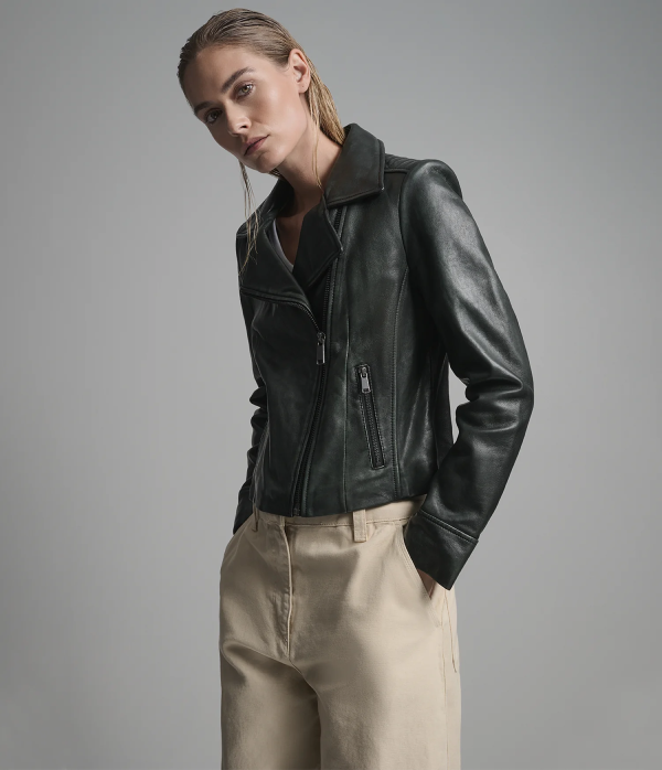 Audrey Vintage Cropped Moto Jacket