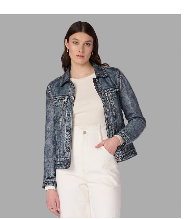 Addison Leather Denim Jacket