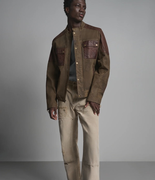 Dallas Vintage Color-Block Moto Jacket