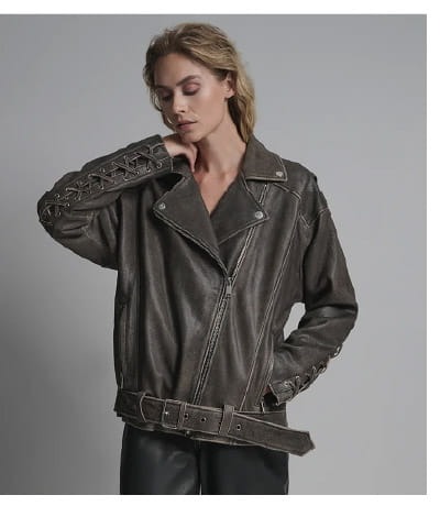 Briana Oversized Asymmetric Leather Moto Jacket