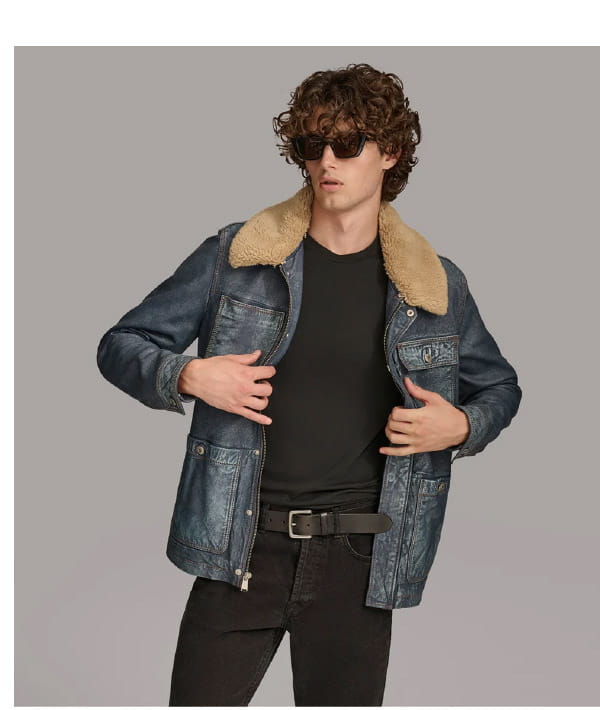 Wesley Leather Denim Chore Jacket