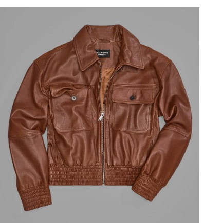 Maggie Cropped Lightweight Leather Aviator Jacket
