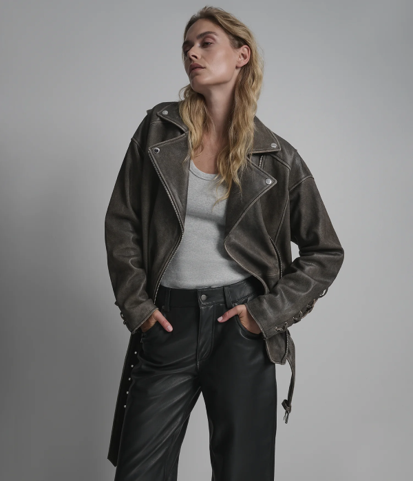 Briana Oversized Asymmetric Leather Moto Jacket