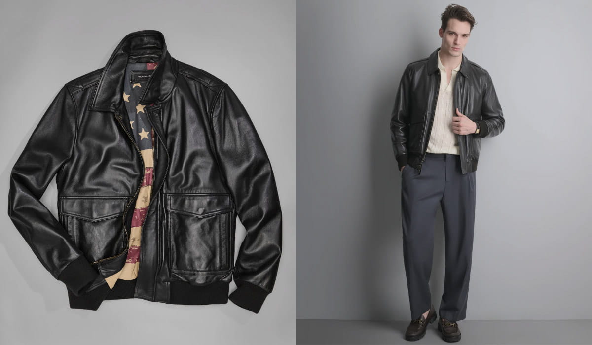 Chris Leather Bomber Jacket