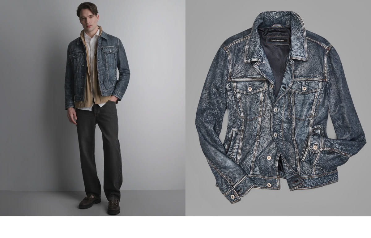 Chase Leather Denim Trucker Jacket