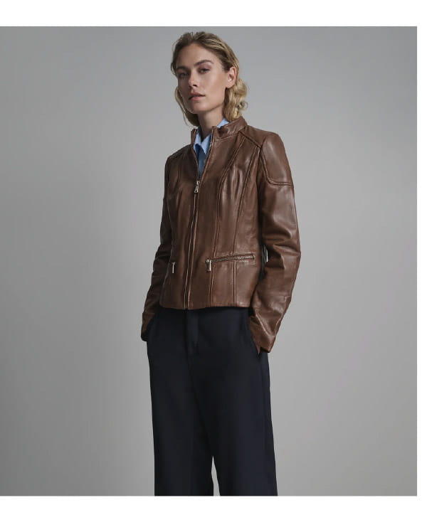 Caitlin Leather Scuba Jacket