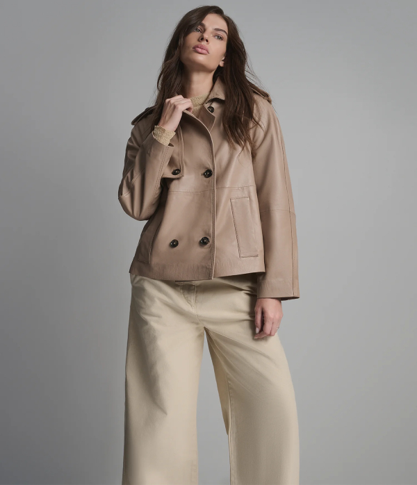Teagan Double-Breasted Short Trench Jacket