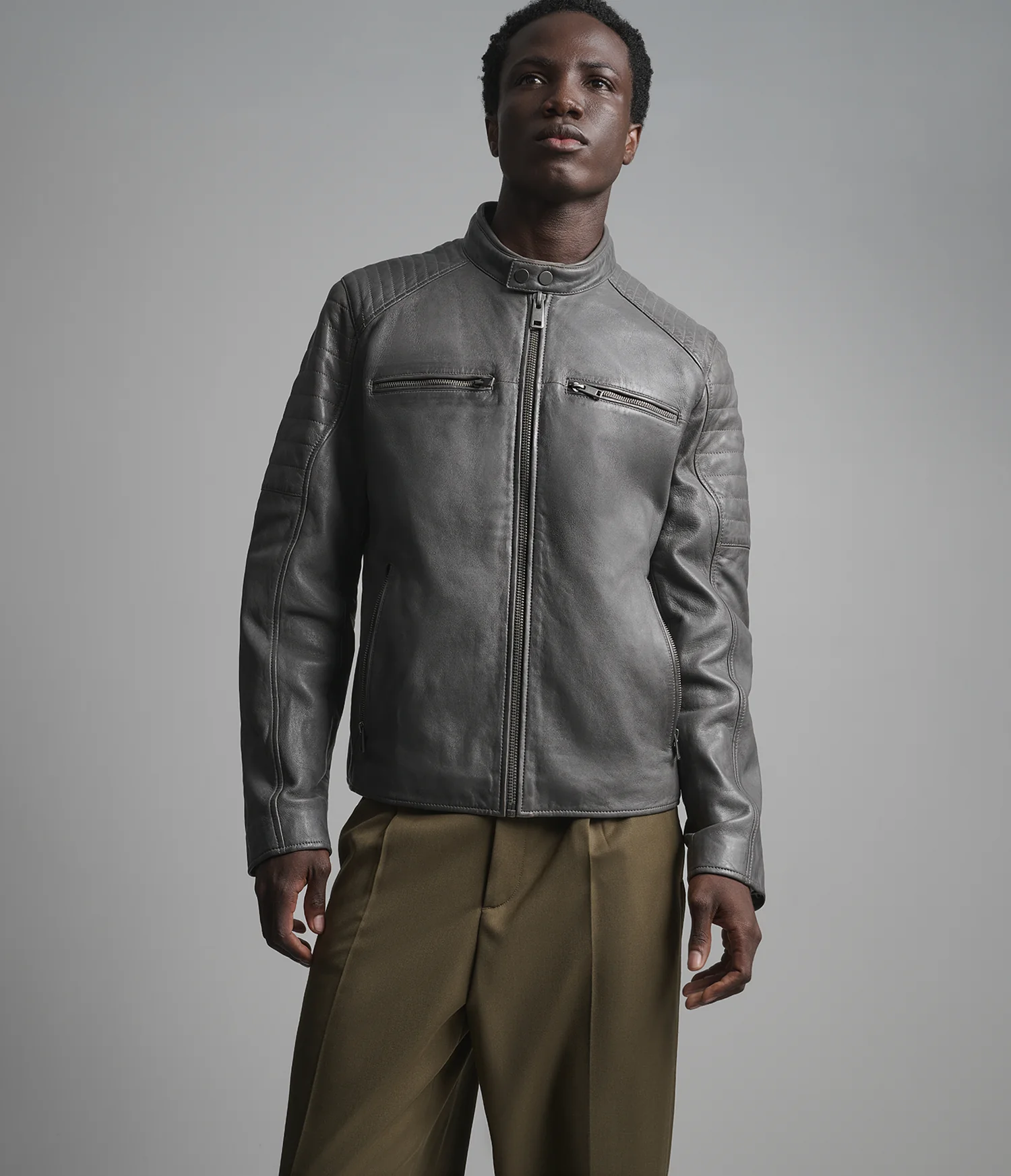 Lance Collarless Moto Jacket