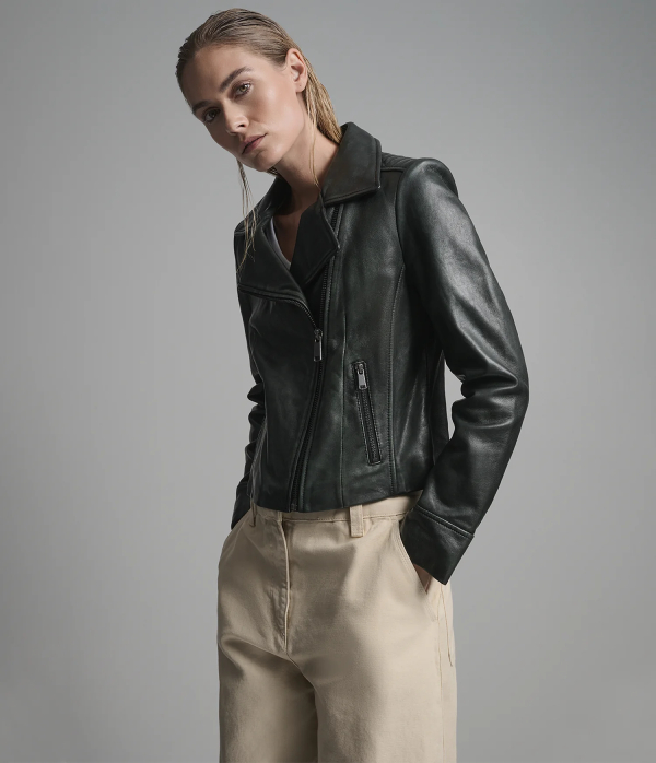 Audrey Vintage Cropped Moto Jacket