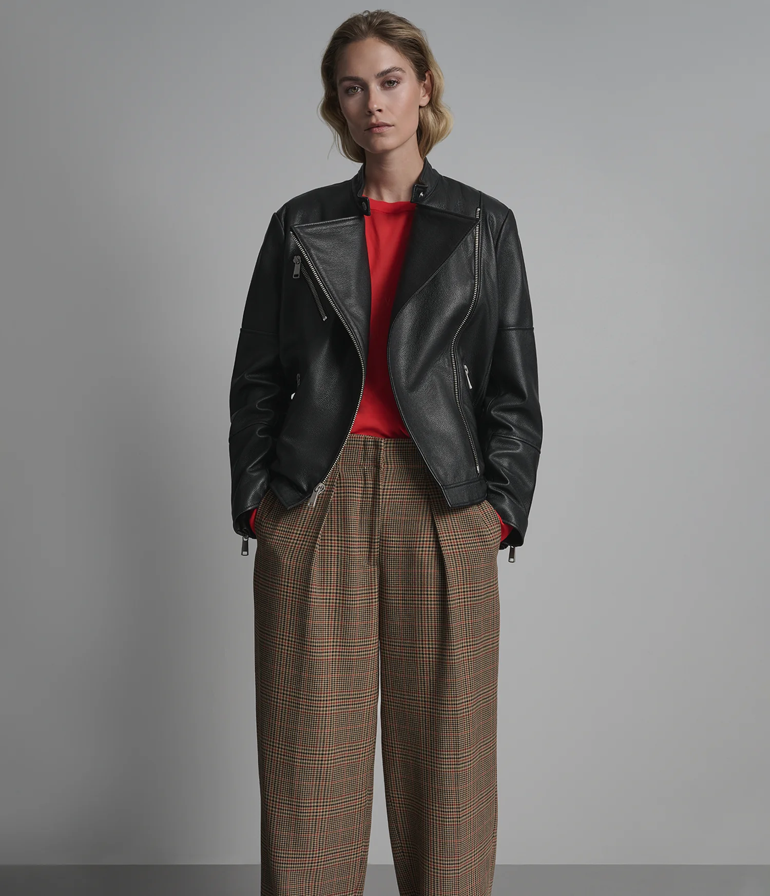 Miley Oversized Leather Moto Jacket