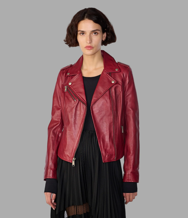 Madeline Asymmetrical Leather Moto Jacket