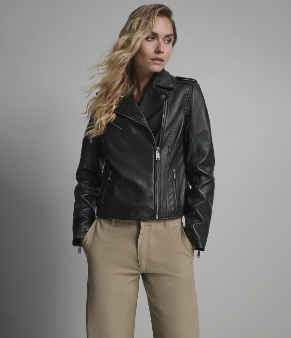 Madeline Asymmetrical Leather Moto Jacket