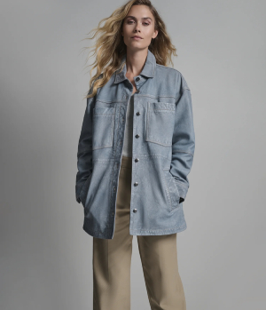 Nyla Leather Denim Boyfriend Jacket