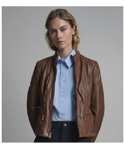 Caitlin Leather Scuba Jacket