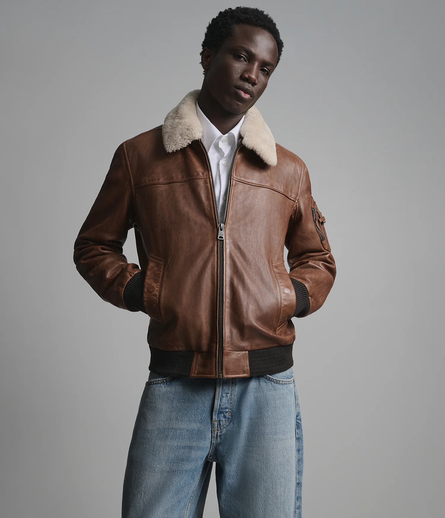 Ace Leather Bomber Jacket