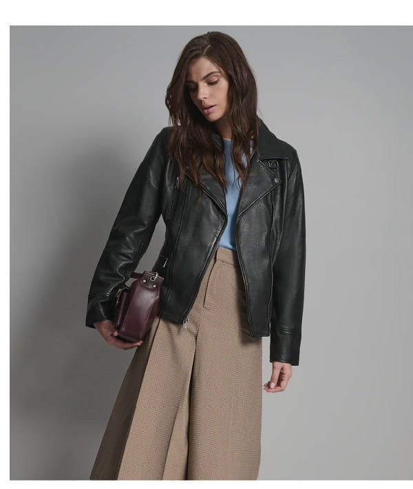 Marissa Asymmetric Leather Moto Jacket