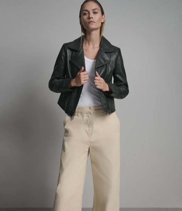 Audrey Vintage Cropped Moto Jacket