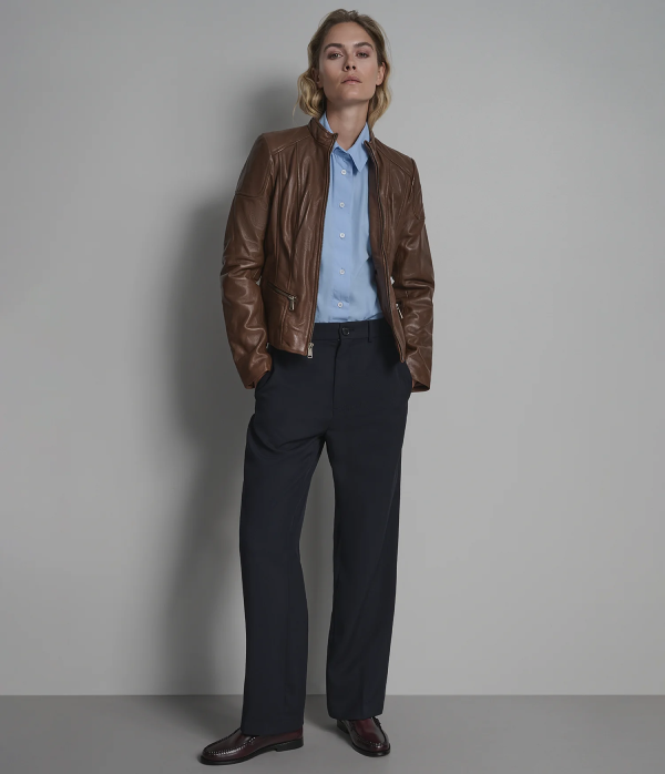 Caitlin Leather Scuba Jacket