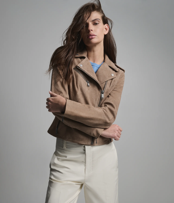 Madeline Suede Quilted Moto Jacket