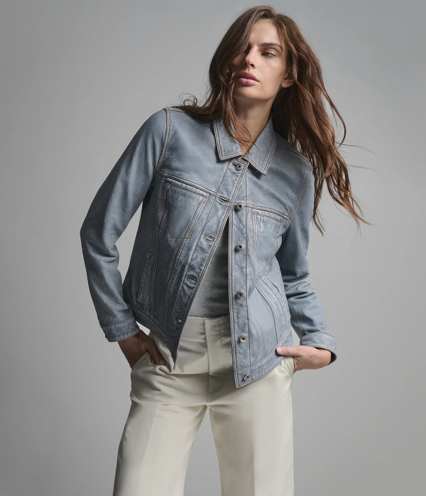 Addison Leather Denim Jacket