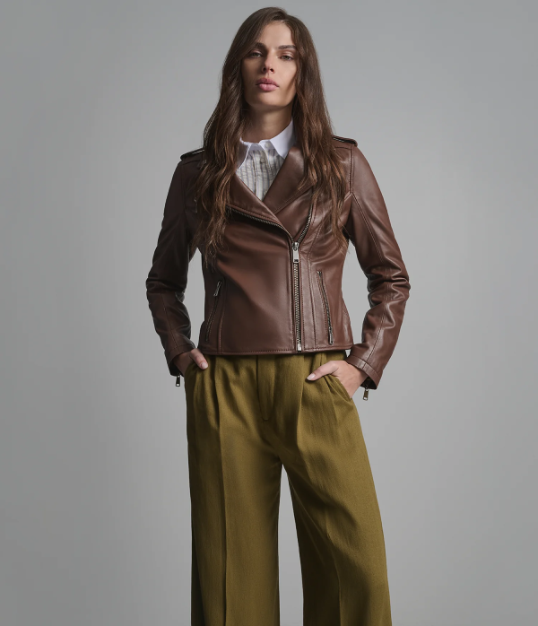 Madeline Asymmetrical Leather Moto Jacket
