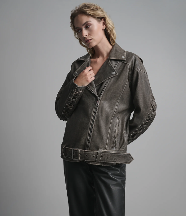 Briana Oversized Asymmetric Leather Moto Jacket