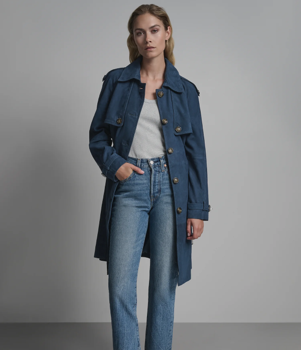 Mary Belted Suede Trench Coat